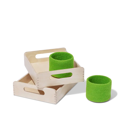Montessori Wooden Trays & Felt Baskets